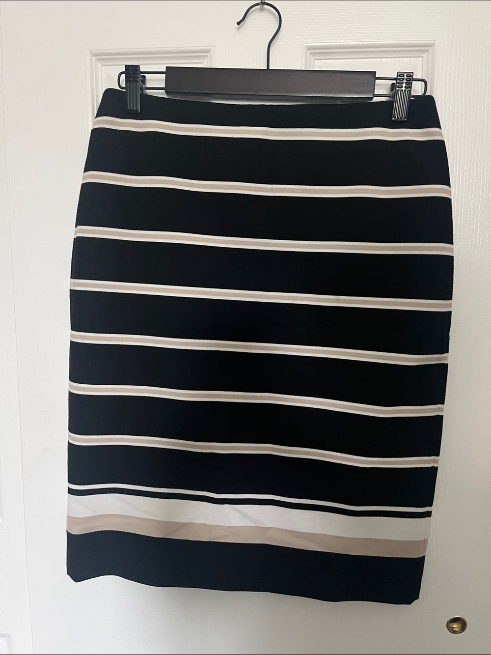 WHBM Striped Black and Cream Pencil Skirt - Women